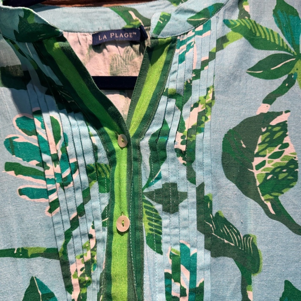 LA PLAGE
Maye Dress - Jungle Vines - Sky Blue & Greens Size XXS - Picture 5 of 8
